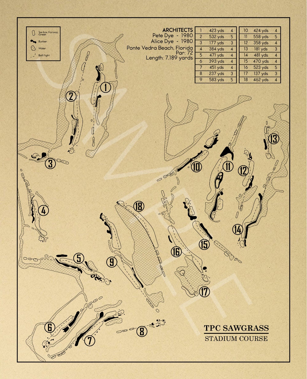 TPC Sawgrass Stadium Course Outline (Print)