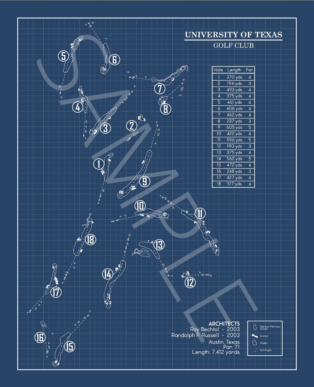 University of Texas Golf Club Blueprint (Print)