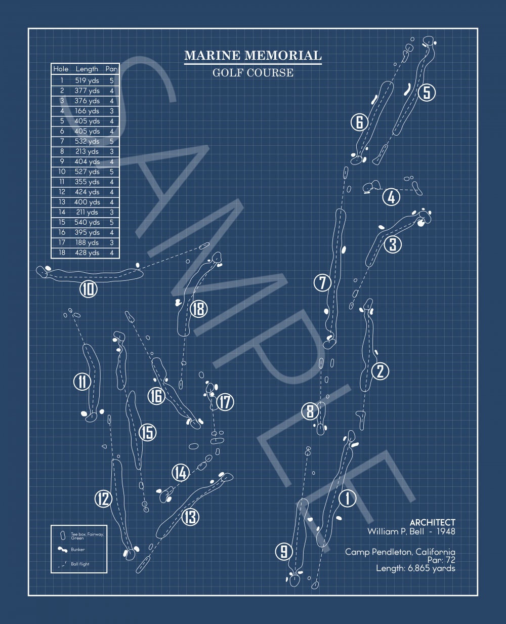 Marine Memorial Golf Course Blueprint (Print)