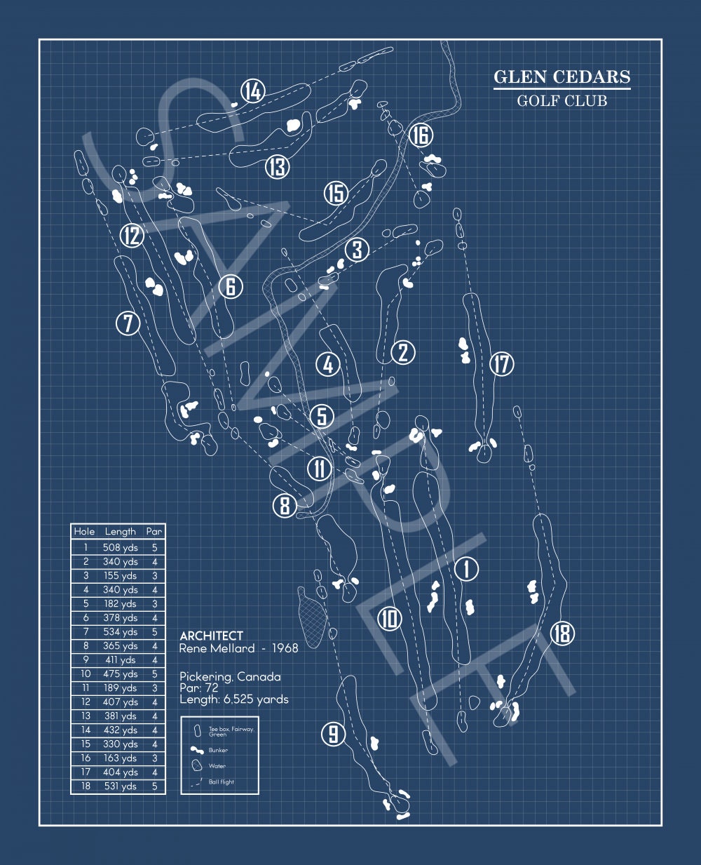 Glen Cedars Golf Club Blueprint (Print)