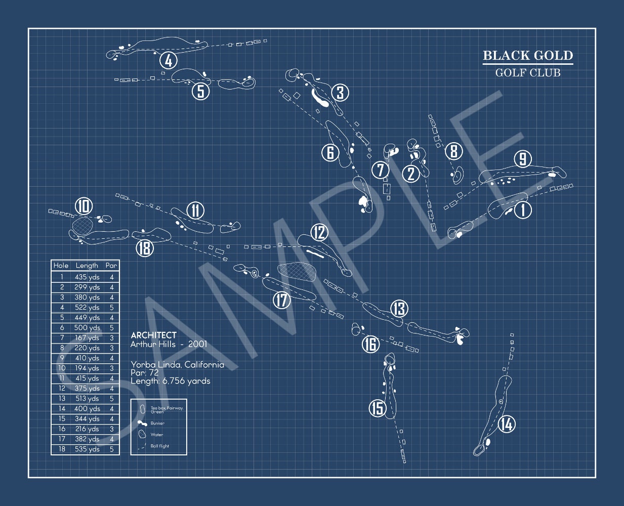 Black Gold Golf Club Blueprint (Print)