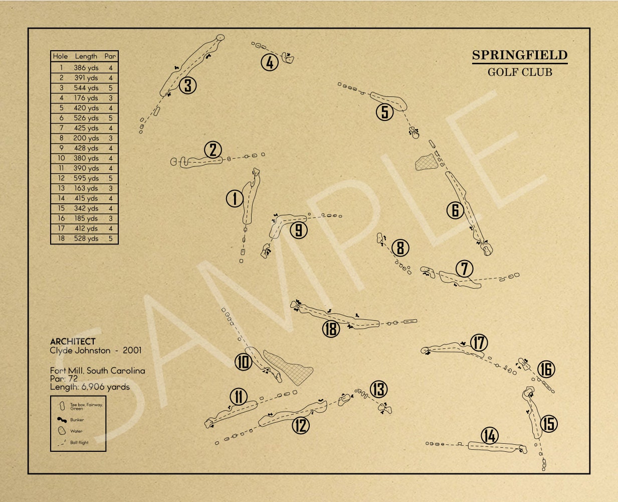 Springfield Golf Club Outline (Print)