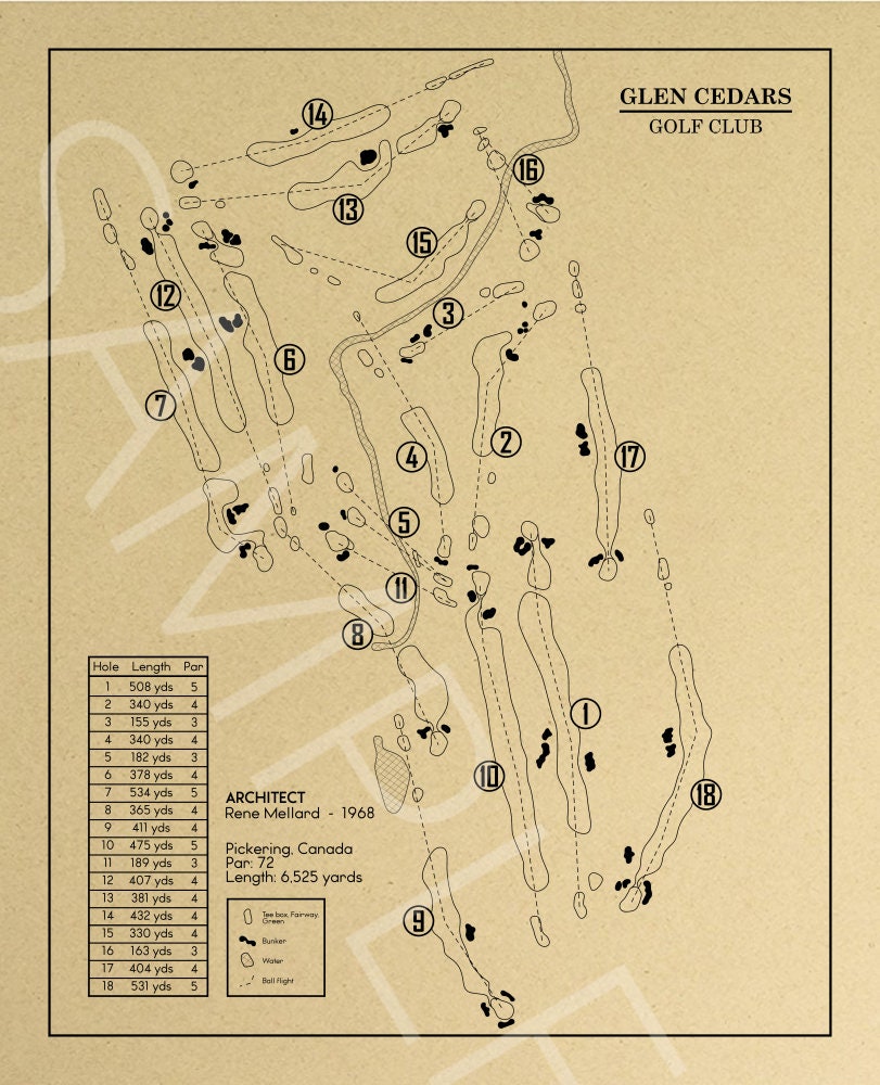 Glen Cedars Golf Club Outline (Print)