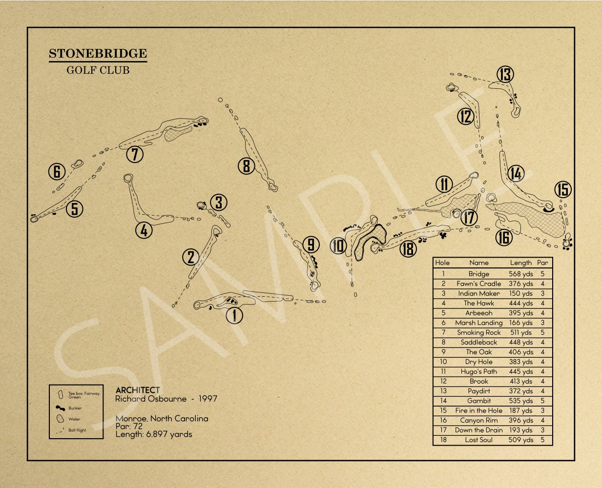 Stonebridge Golf Club Outline (Print)