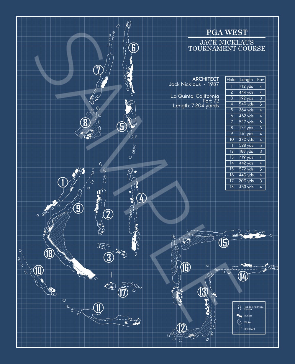 PGA West Nicklaus Tournament Course Blueprint (Print)