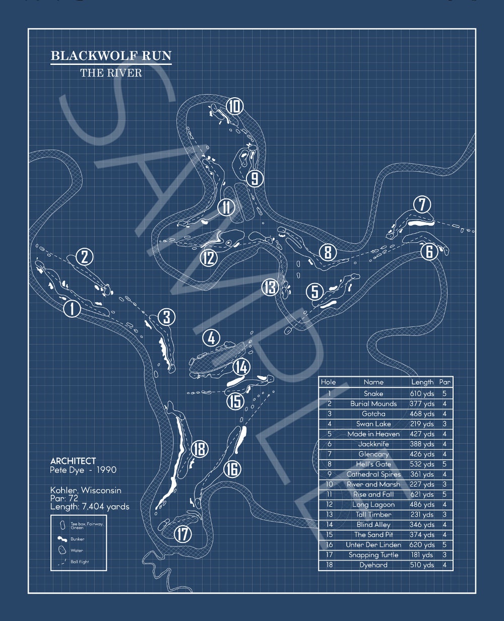 Blackwolf Run River Course Blueprint (Print)