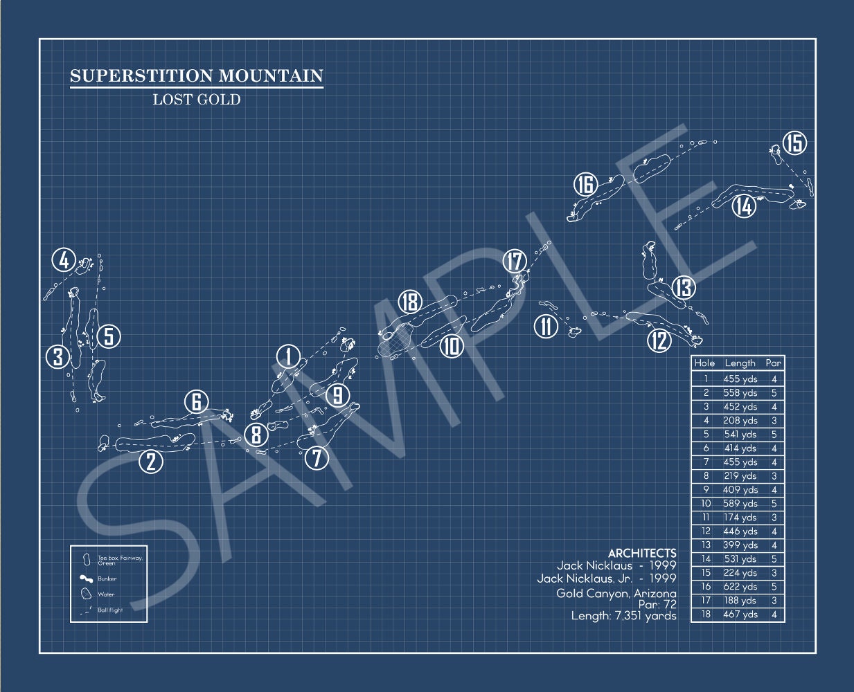 Superstition Mountain Lost Gold Golf Course Blueprint (Print)