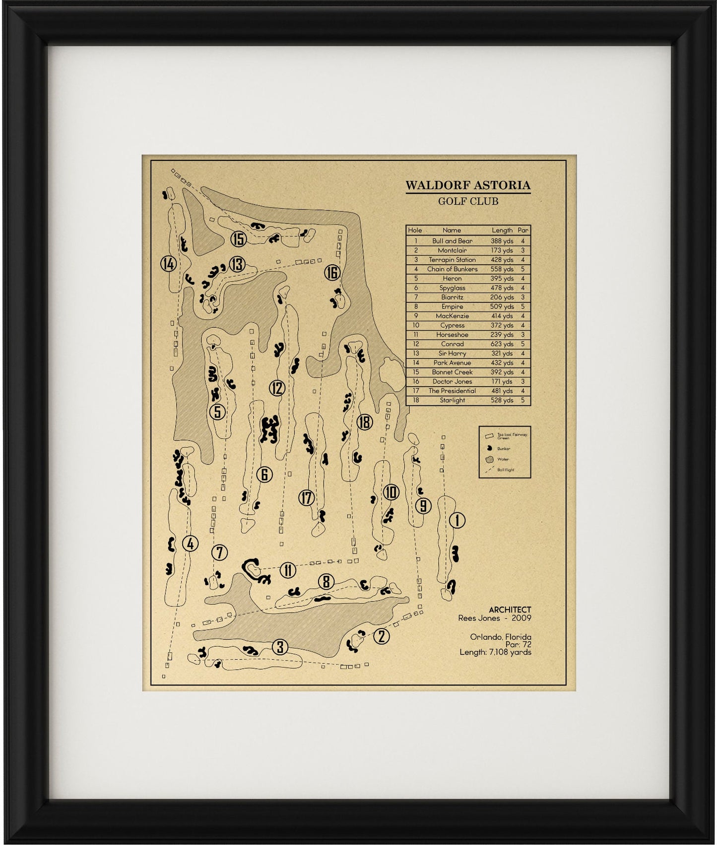 Waldorf Astoria Golf Club Outline (Print)