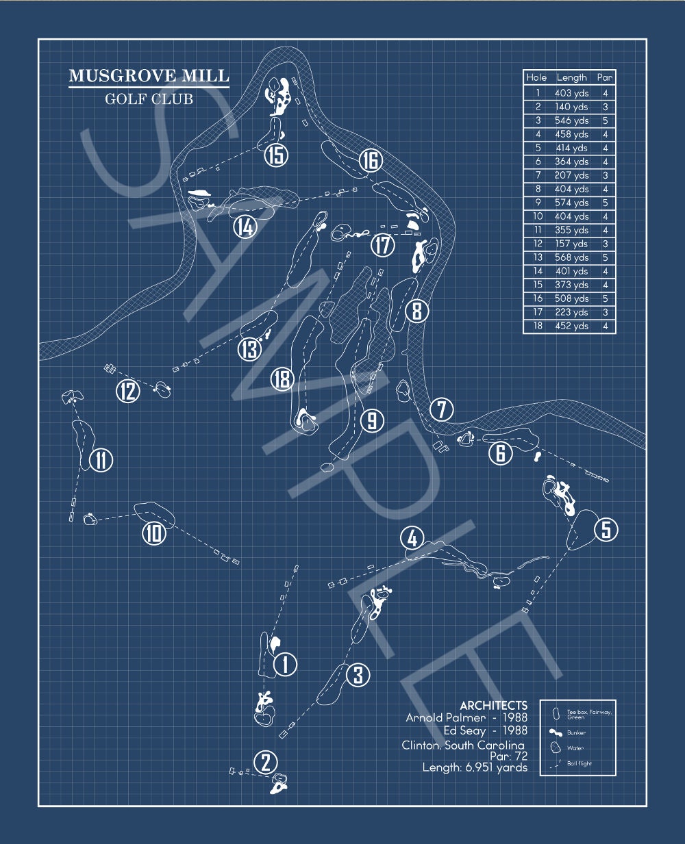 Musgrove Mill Golf Club Blueprint (Print)