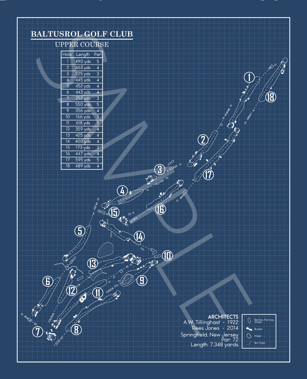 Baltusrol Golf Club Upper Course Blueprint (Print)