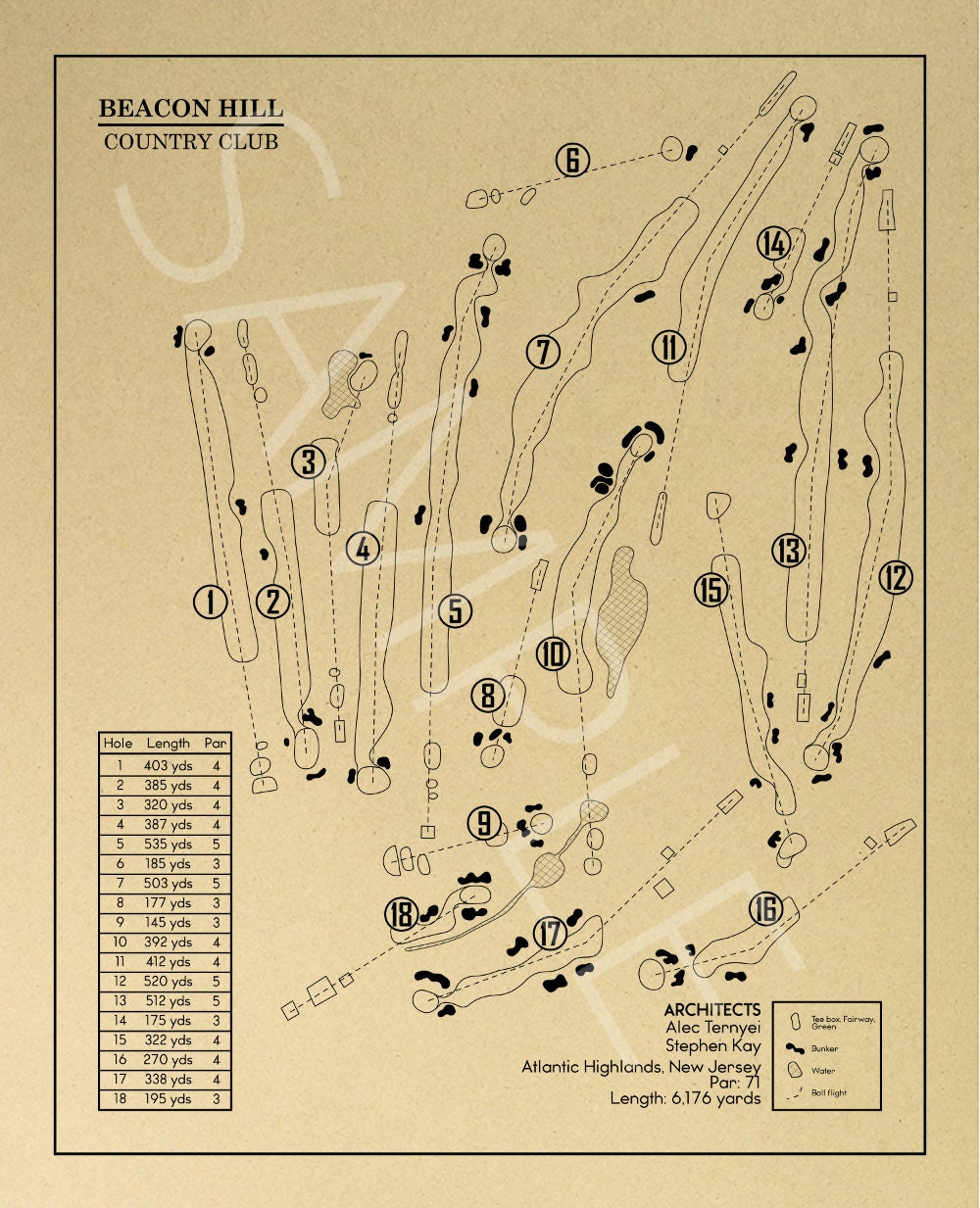 Beverly Golf & Tennis Club Outline (Print)