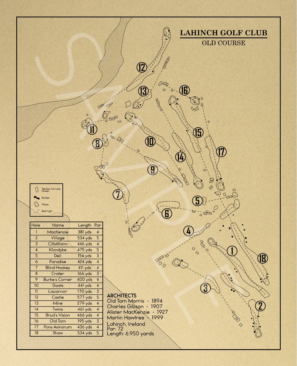 Lahinch Golf Club Old Course Outline (Print)