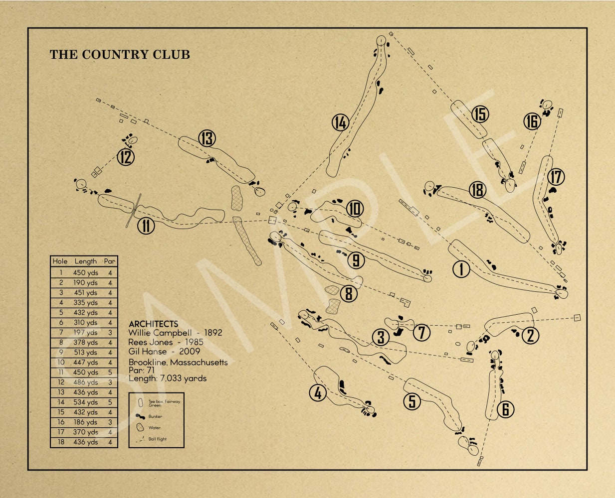 The Country Club in Brookline Outline (Print)