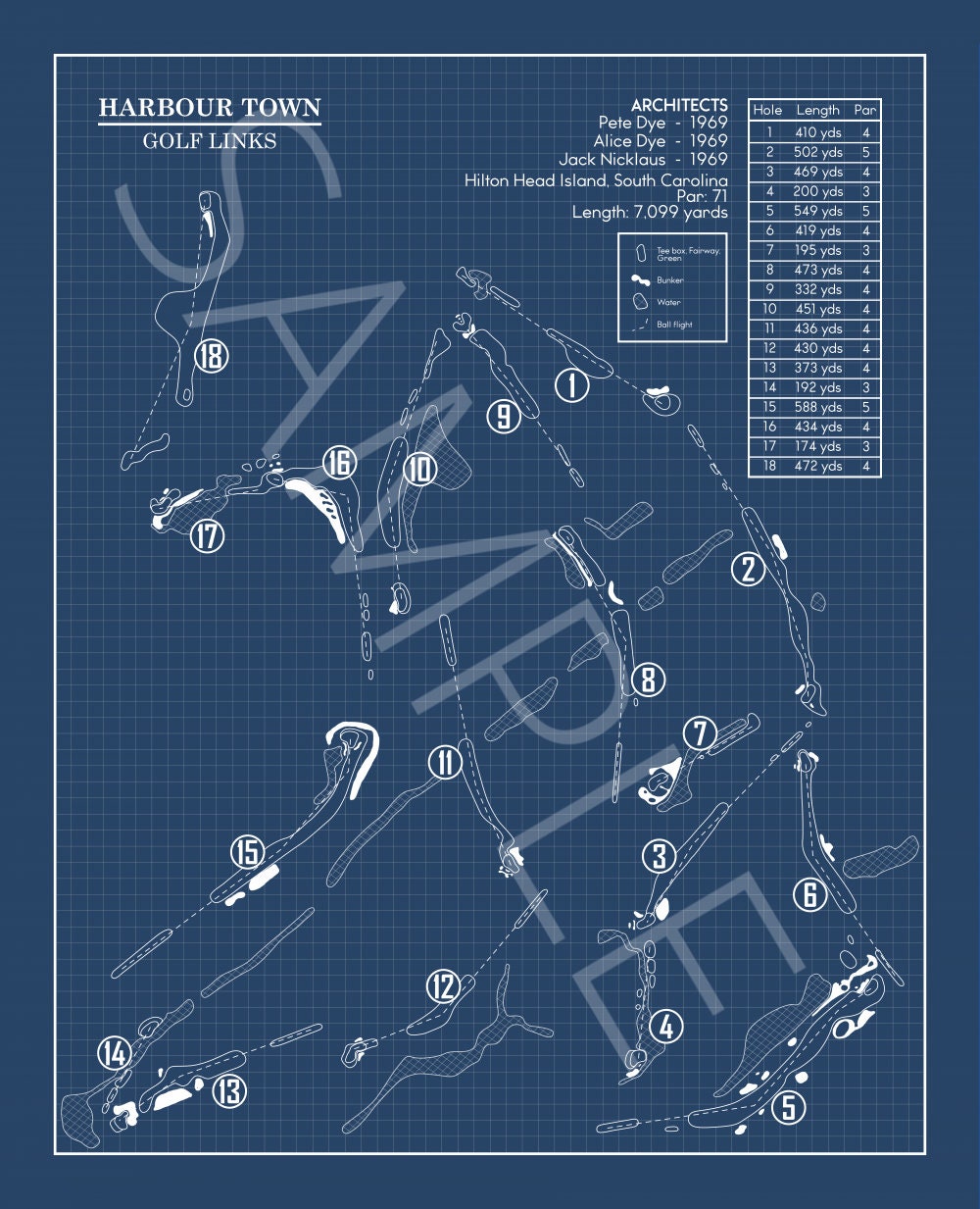 Harbour Town Golf Links Blueprint (Print)