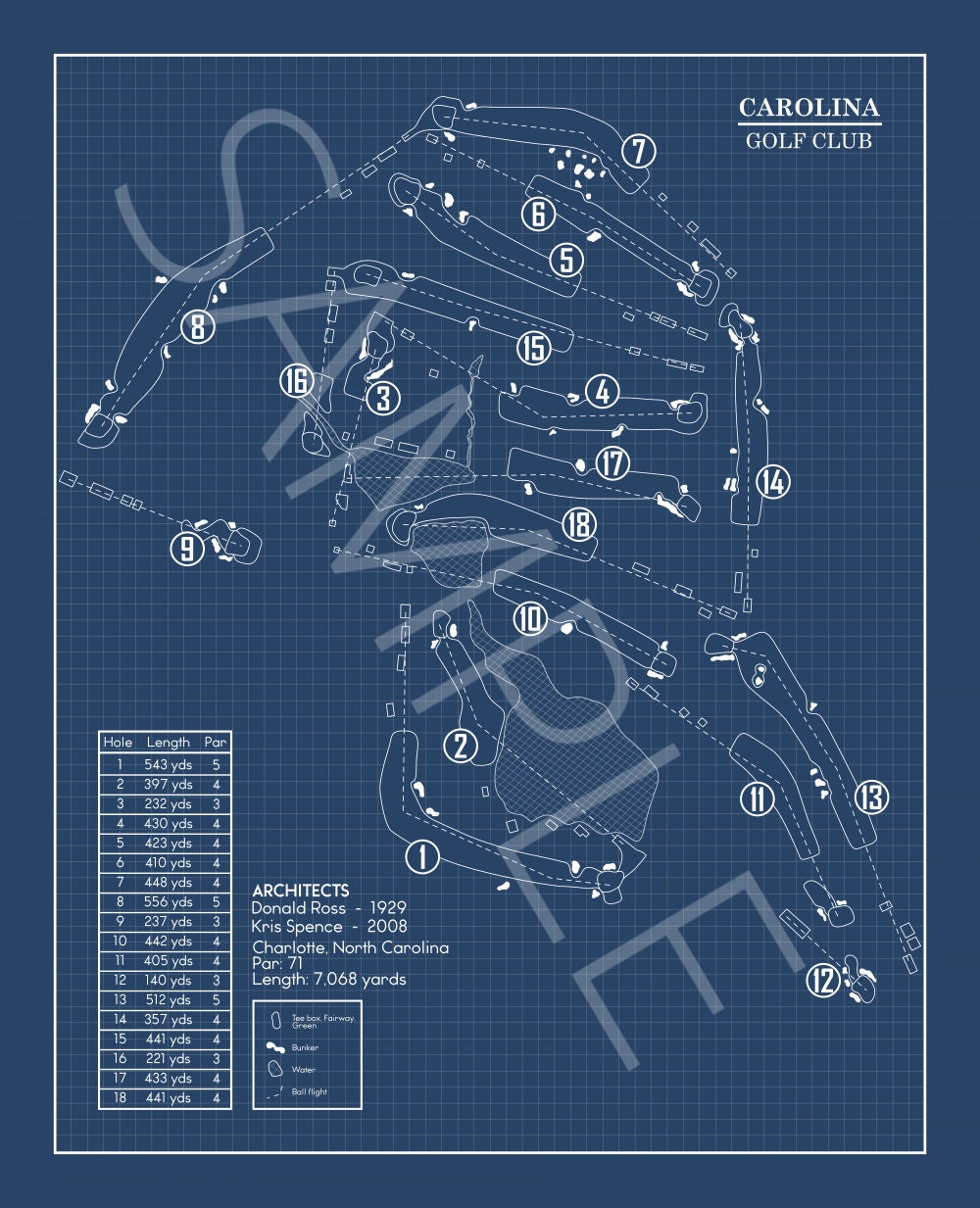 Carolina Golf Club Blueprint (Print)