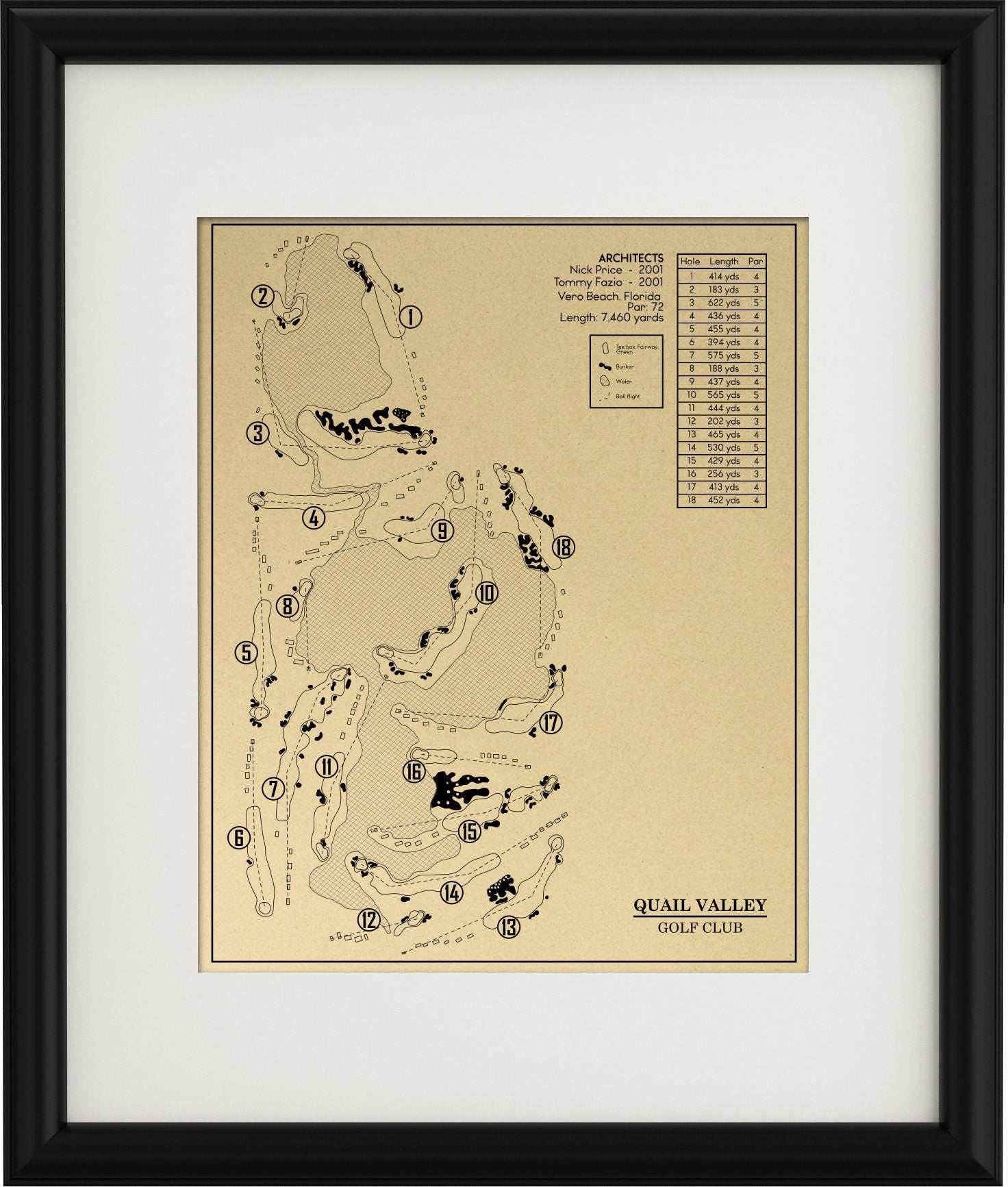 Quail Valley Golf Club Outline (Print) – GolfBlueprints