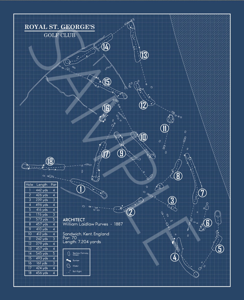 Royal St. George's Golf Club Blueprint (Print)