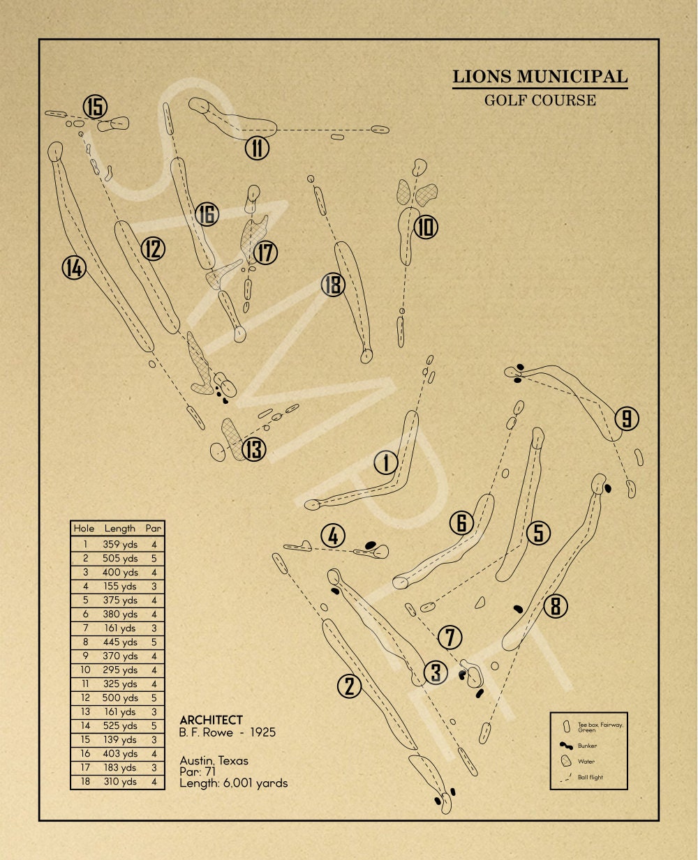 Lions Municipal Golf Course Outline (Print)