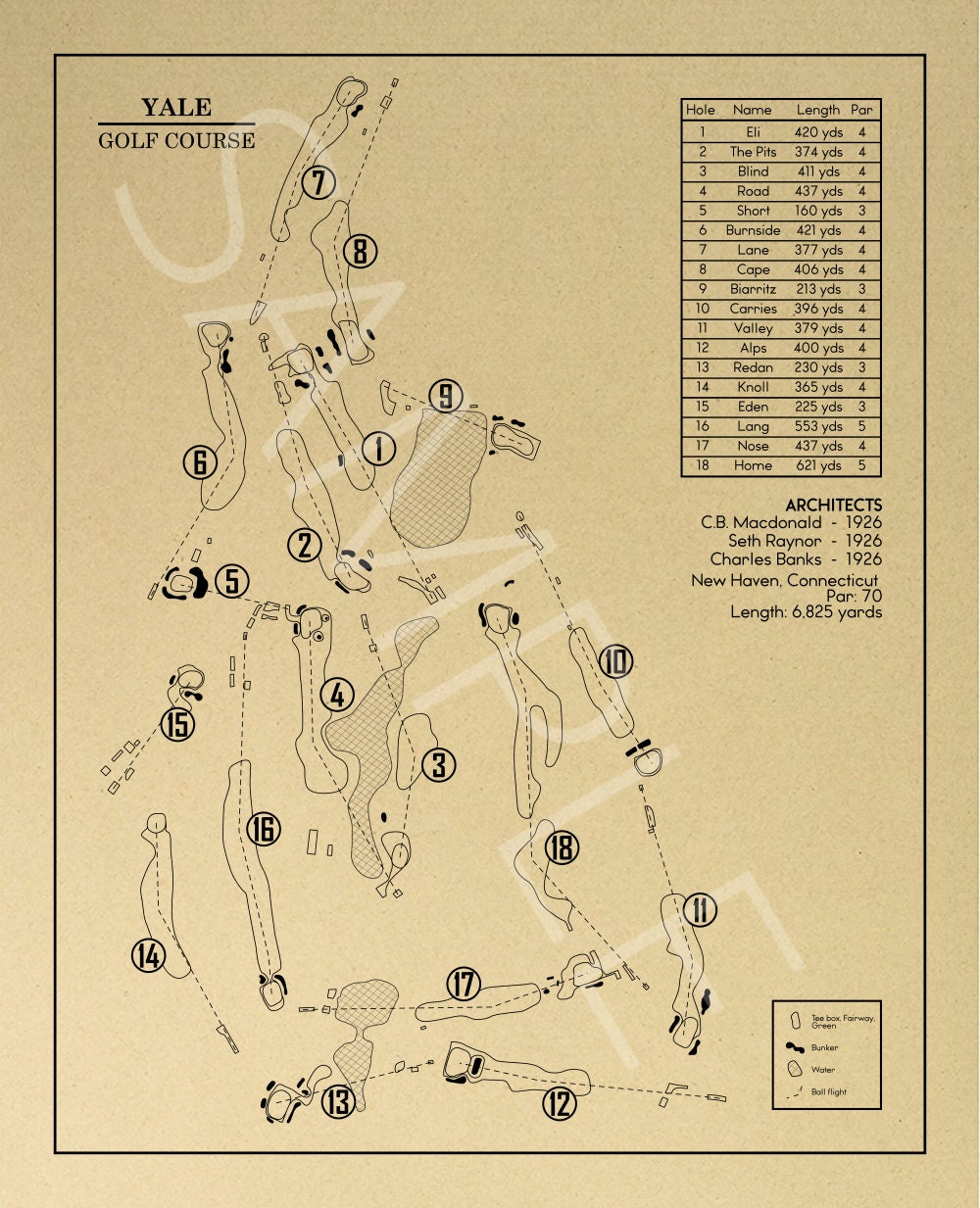 Yale Golf Course Outline (Print)