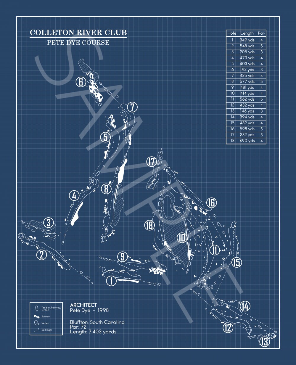 Colleton River Club Dye Course Blueprint (Print)