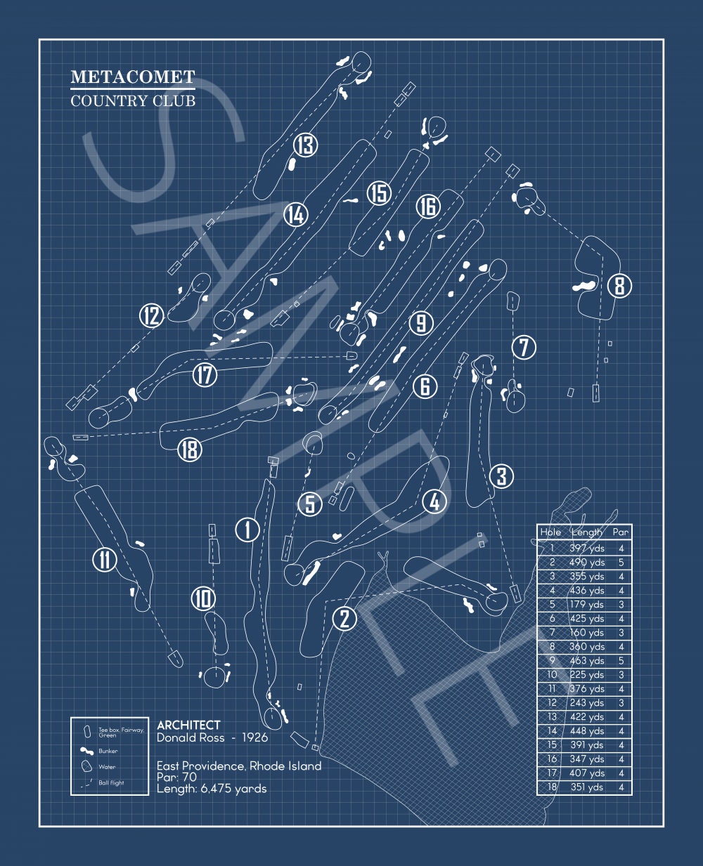 Metacomet Country Club Blueprint (Print)