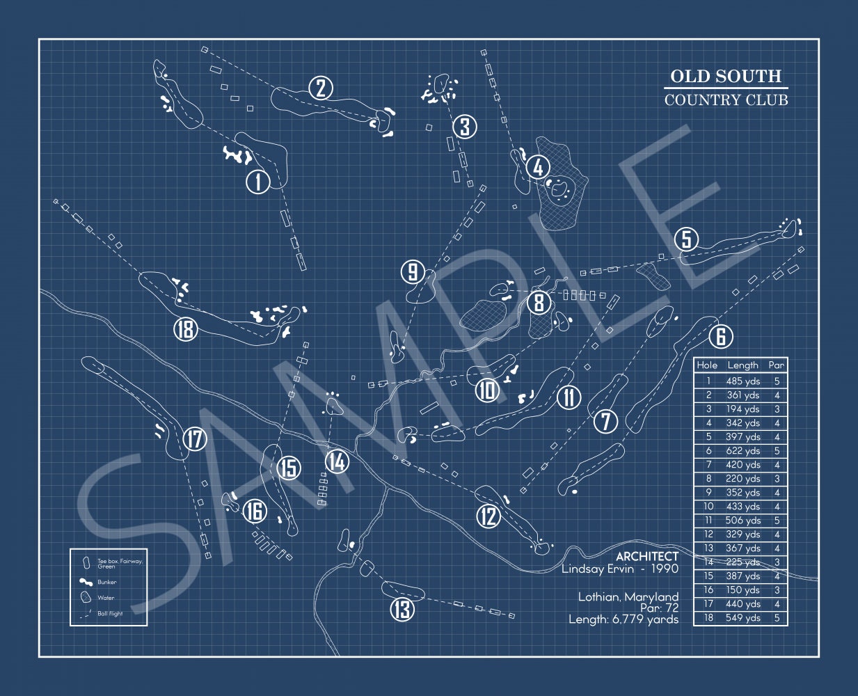 Old South Country Club Blueprint (Print)