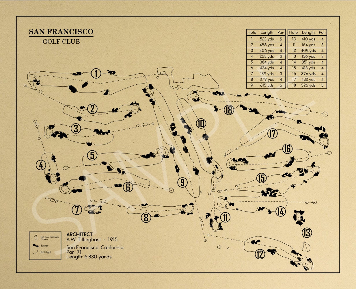 San Francisco Golf Club Outline (Print)