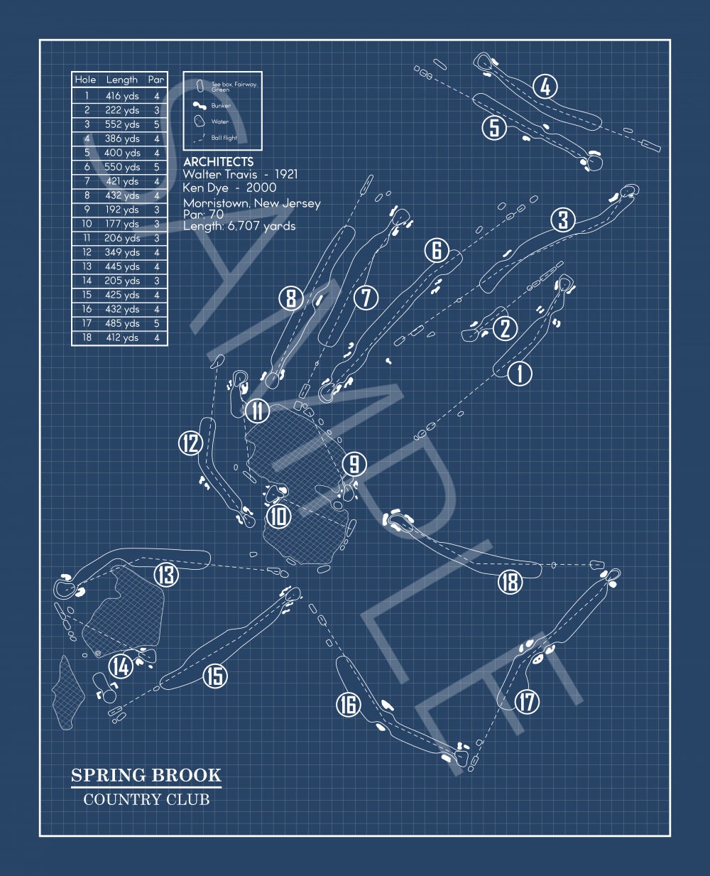Spring Brook Country Club Blueprint (Print) – GolfBlueprints