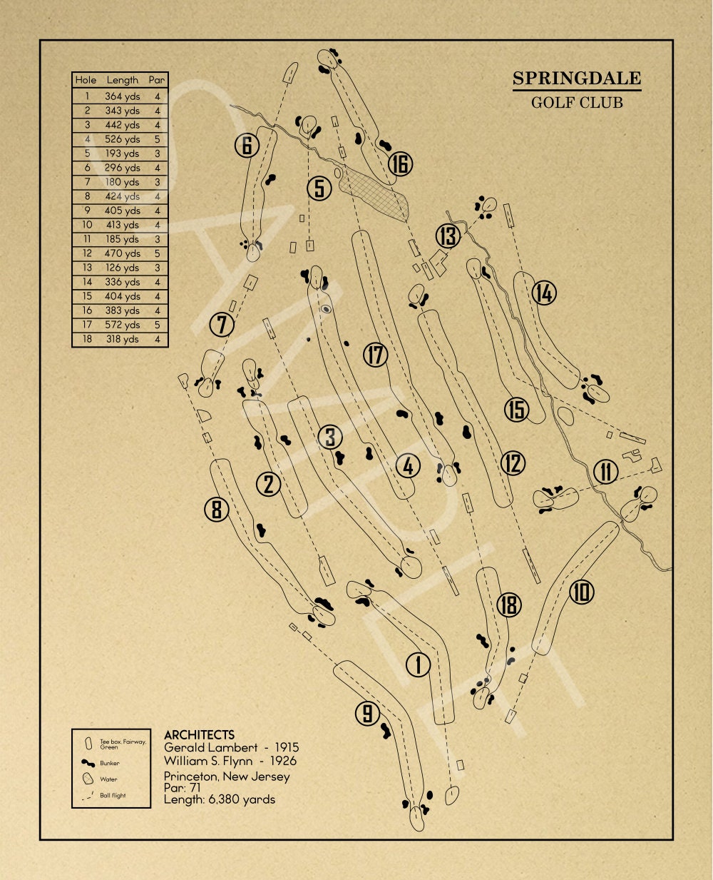 Springdale Golf Club Outline (Print)