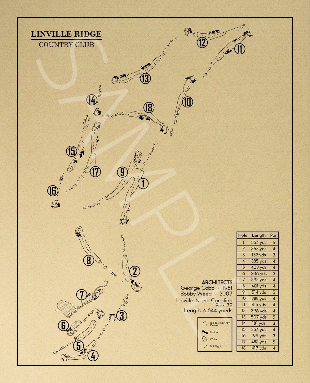 Linville Ridge Country Club Outline (Print)