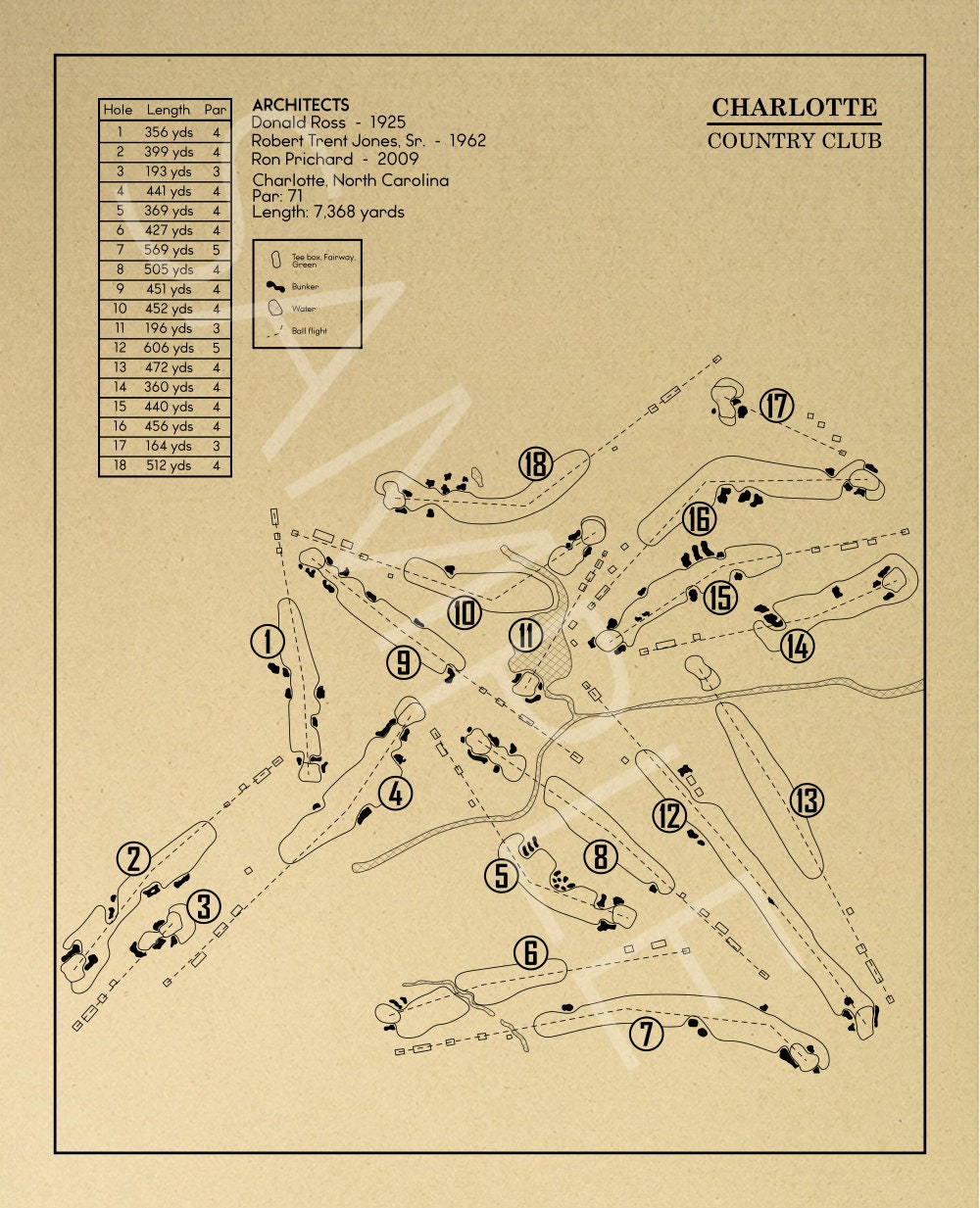 Charlotte Country Club Outline (Print)