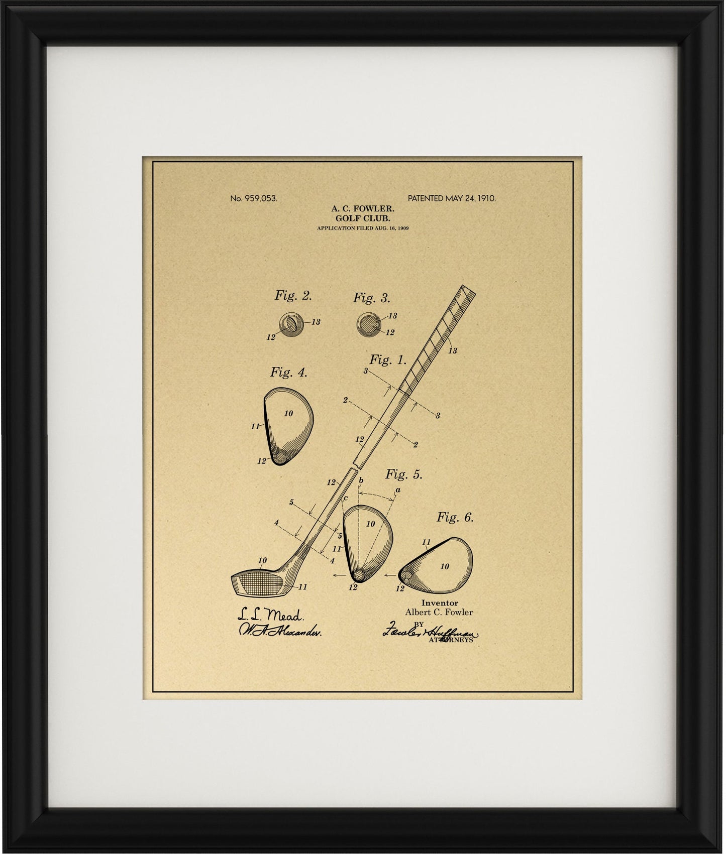 Golf Club Patent Art Outline (Print)