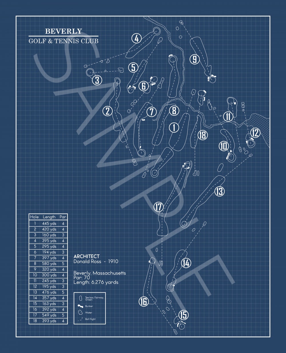 Beverly Golf & Tennis Club Blueprint (Print)