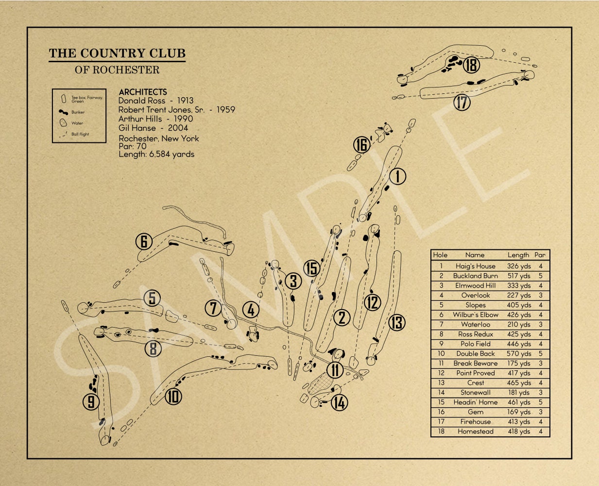 The Country Club of Rochester Outline (Print)