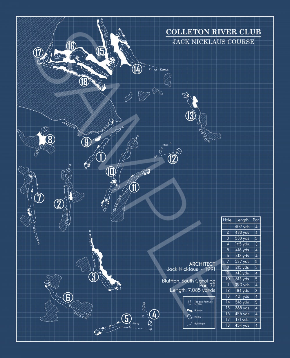 Colleton River Club Nicklaus Course Blueprint (Print)