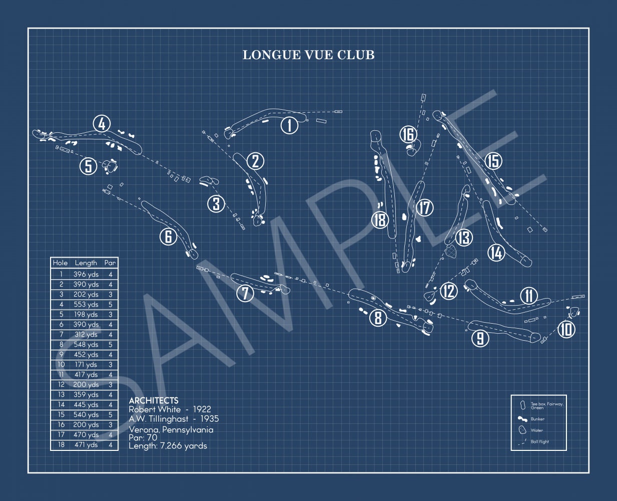 Longue Vue Club Blueprint (Print)