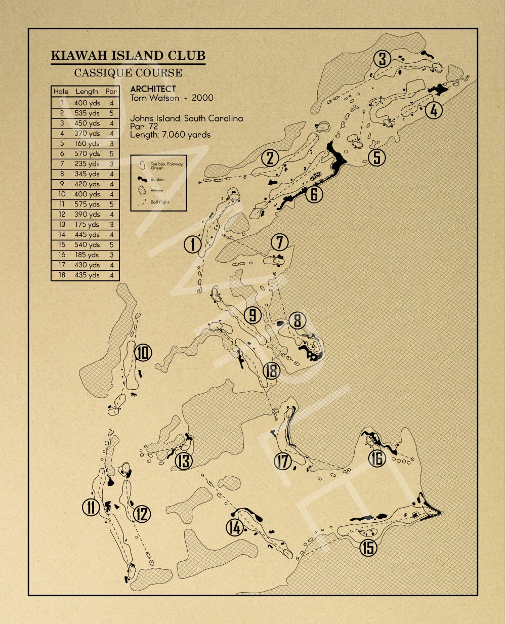 Kiawah Island Club Cassique Course Outline (Print)