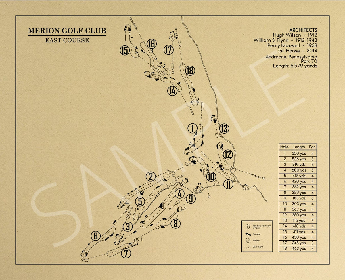Merion Course Layout Merion Golf Club East Course Outline (Print) – GolfBlueprints
