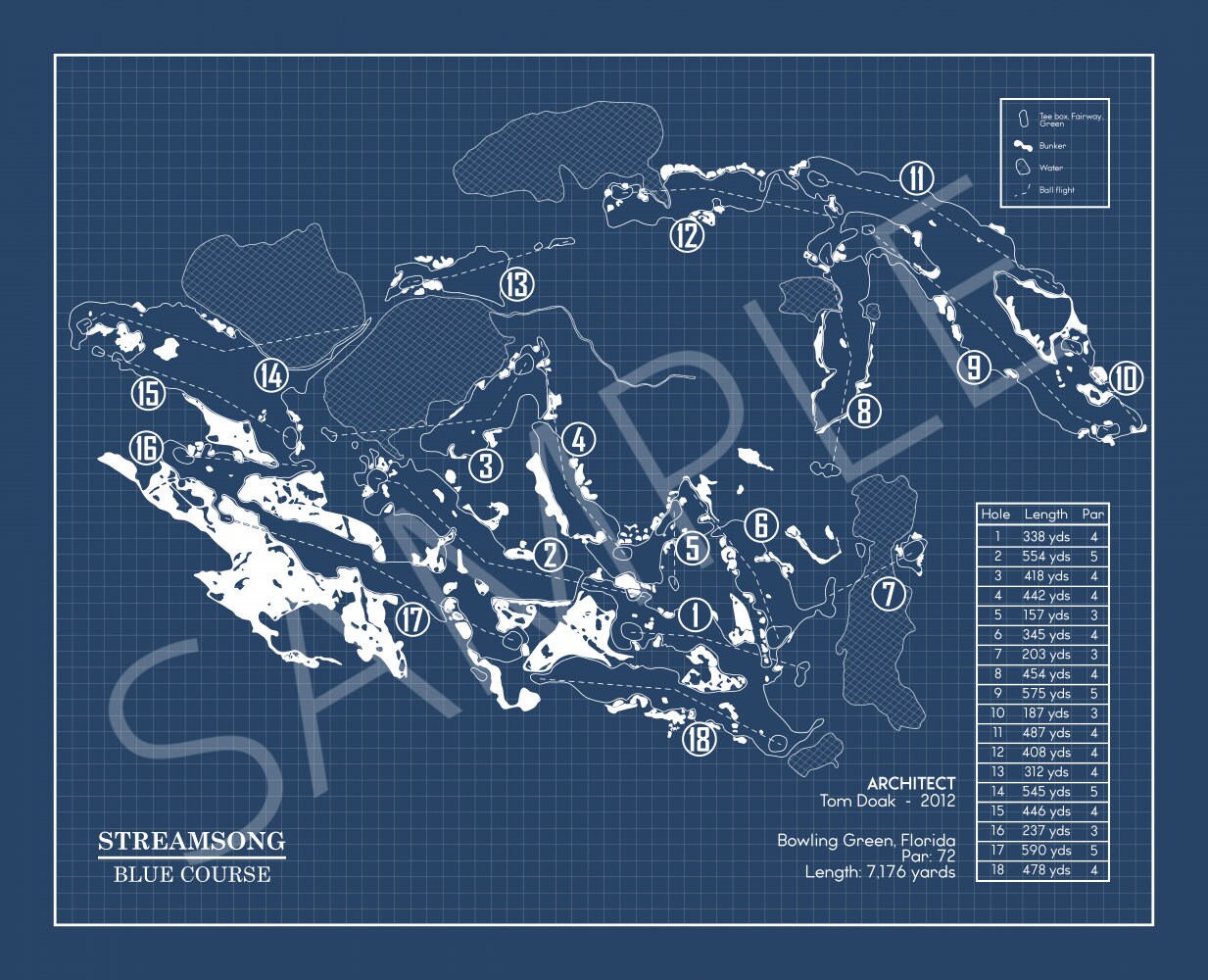 Streamsong Blue Golf Course Blueprint (Print)