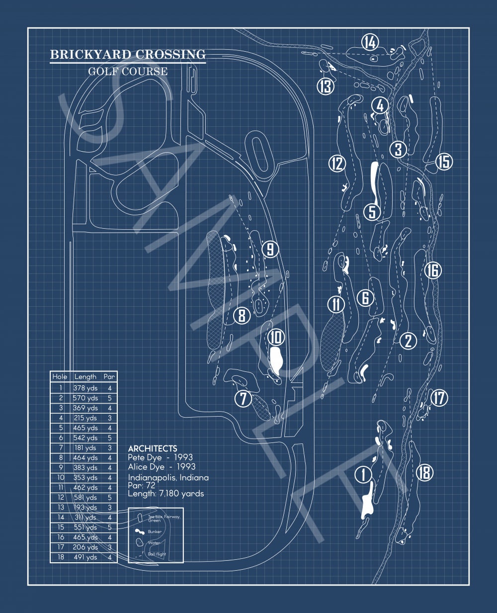 Brickyard Crossing Golf Course Blueprint (Print)