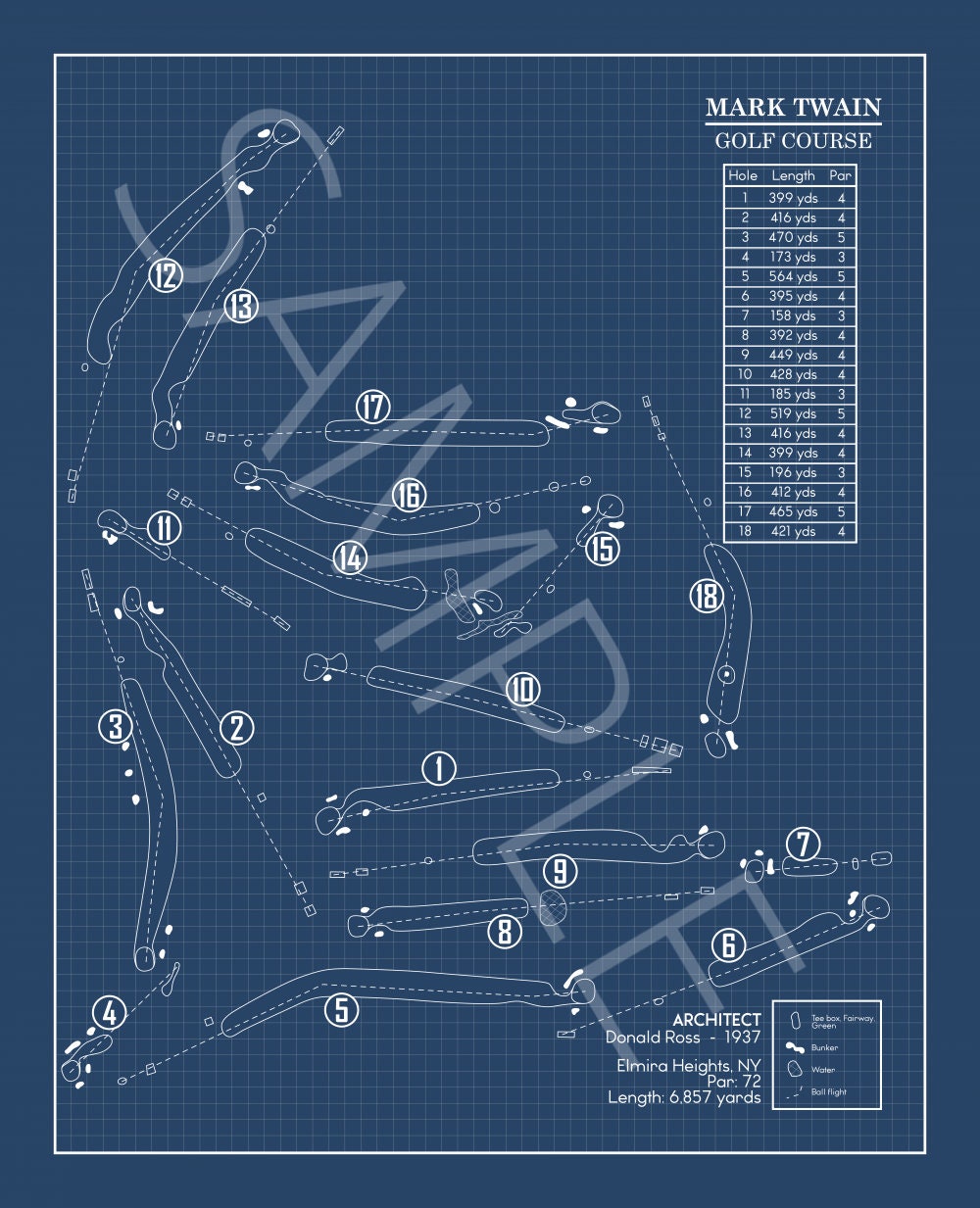 Mark Twain Golf Course Blueprint (Print)