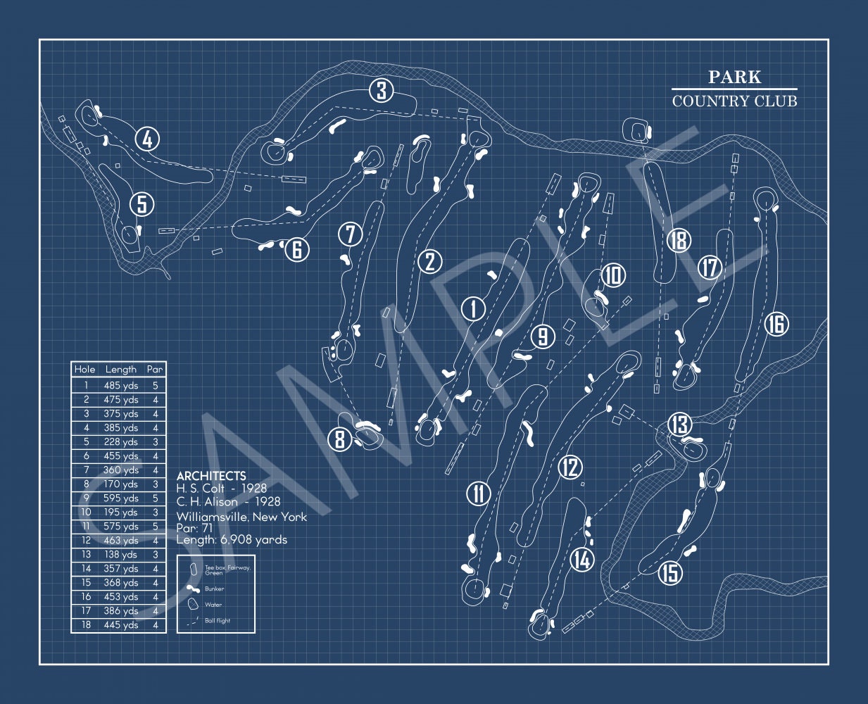 Park Country Club Blueprint (Print)