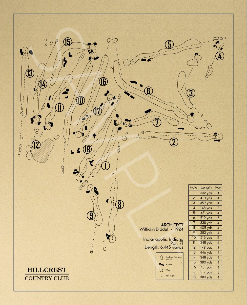 Hillcrest Country Club Outline (Print)