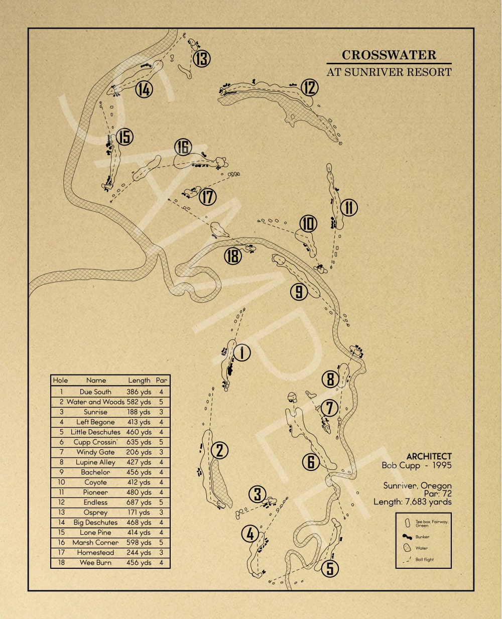 Crosswater Golf Course Outline (Print)