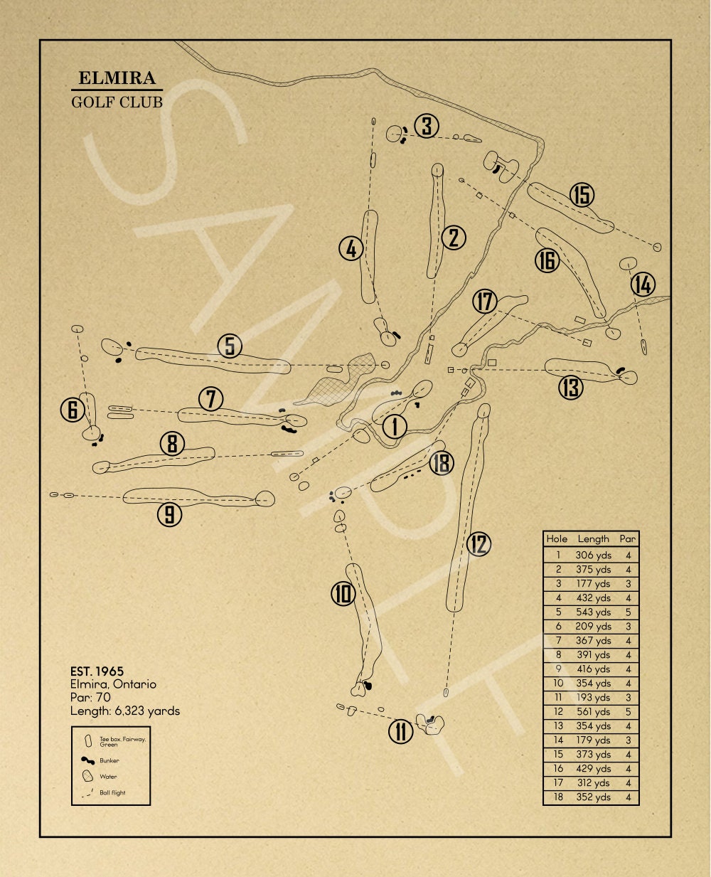 Elmira Golf Club Outline (Print)