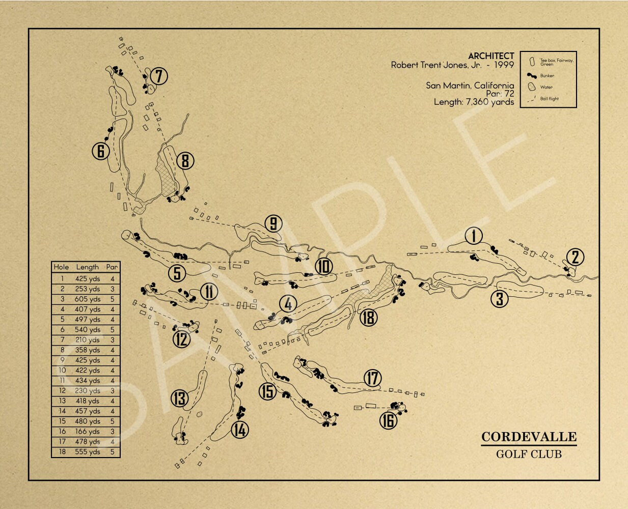 Cordevalle Golf Club Outline (Print)