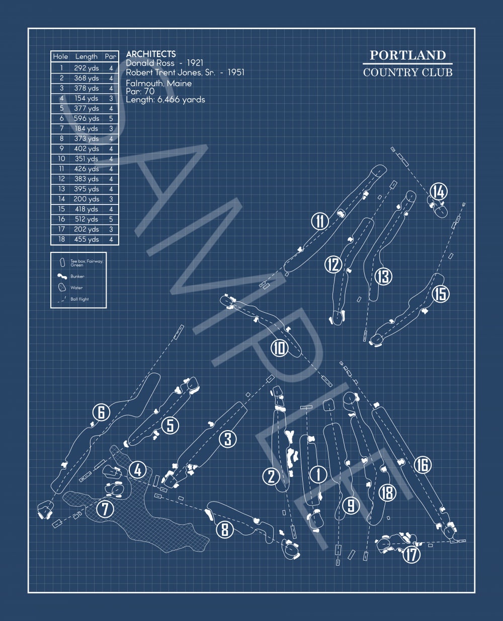 Portland Country Club Blueprint (Print)