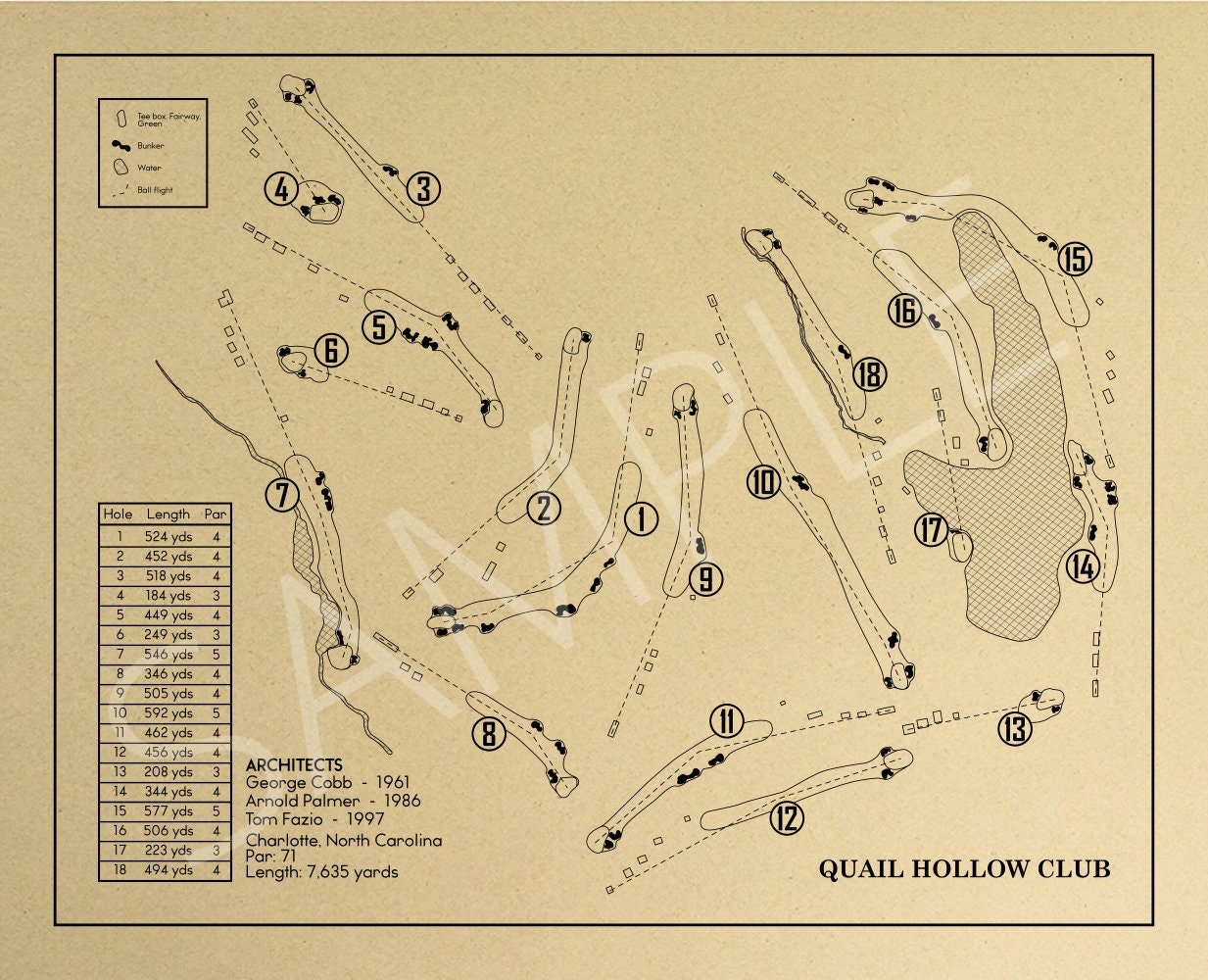 Quail Hollow Club Outline (Print)