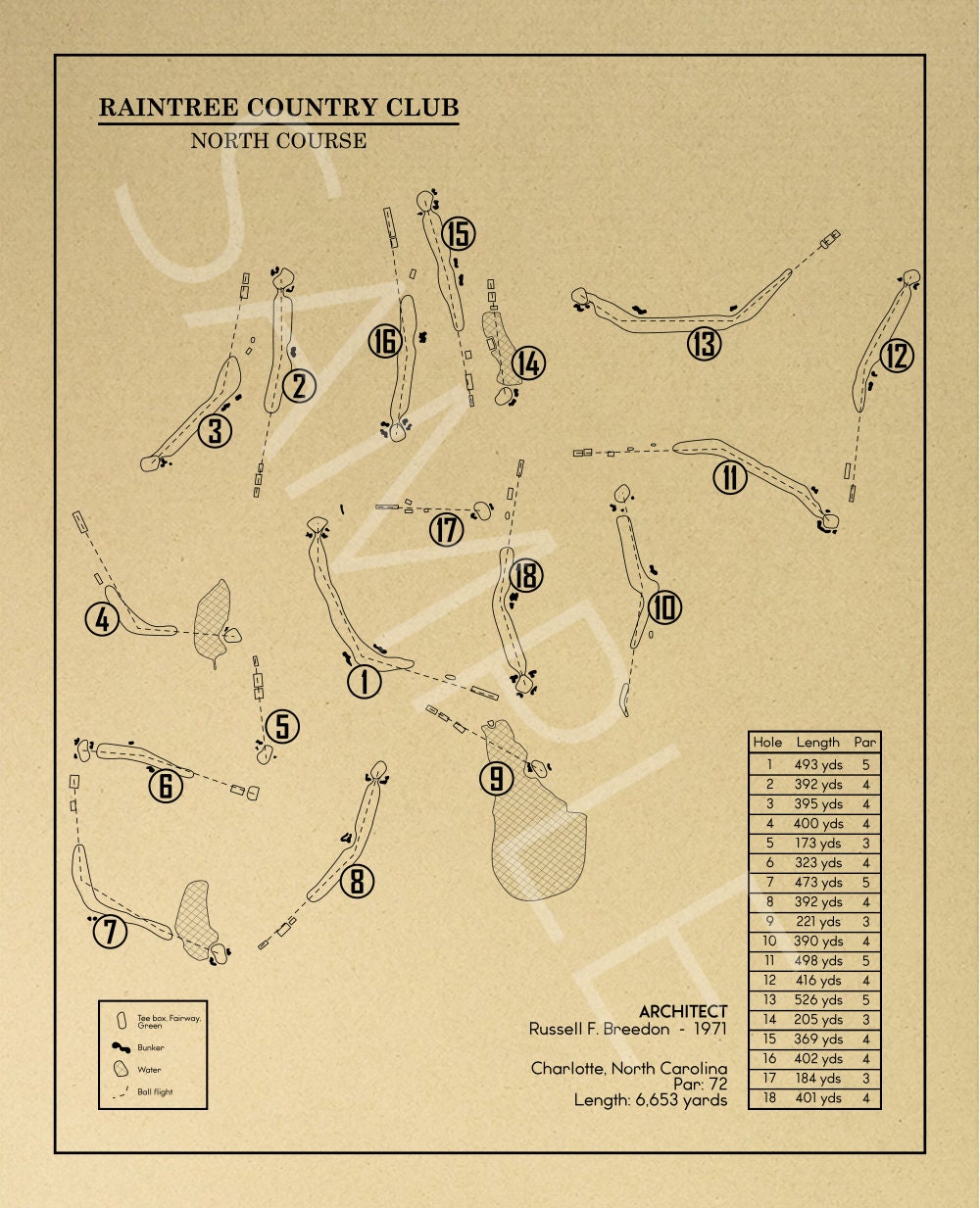 Raintree Country Club North Course Outline (Print)