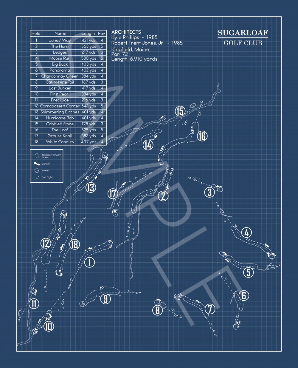 Sugarloaf Golf Club Blueprint (Print)